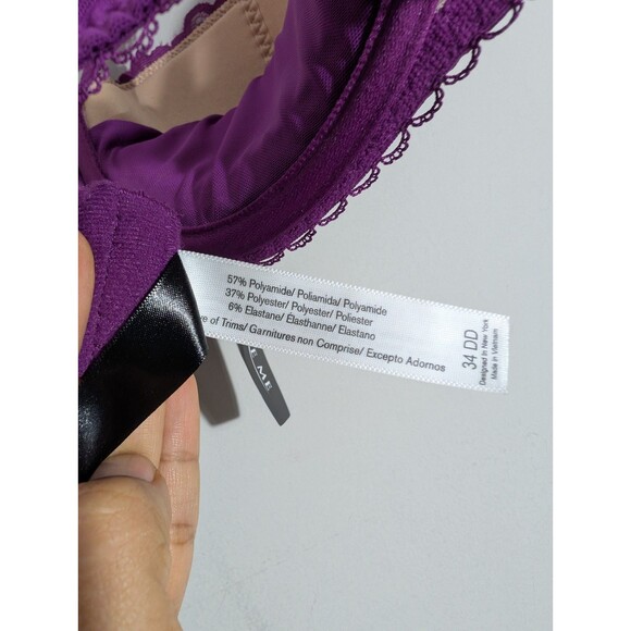 Adore Me Womens Purple Kimmy Pushup Lace Balconette Bra Sz 34DD Sexy Luxe - Picture 6 of 8